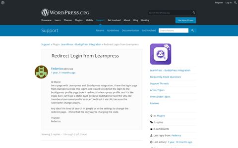Redirect Login from Learnpress | WordPress.org