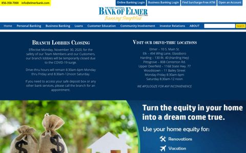 First National Bank of Elmer | The Bank of Friendly Service
