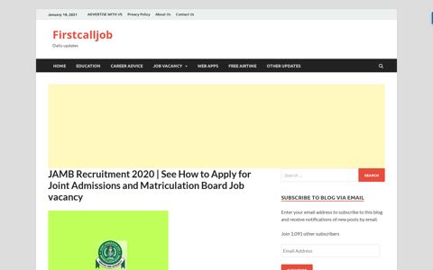 JAMB Recruitment 2020 | Joint Admissions and Matriculation ...