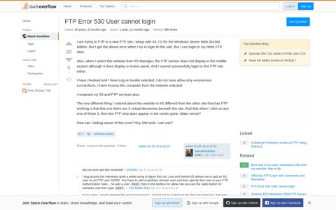 FTP Error 530 User cannot login - Stack Overflow