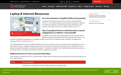 Laptop & Internet Resources - Long Beach City College