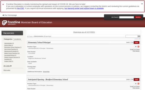 Montclair Board of Education - Frontline Recruitment