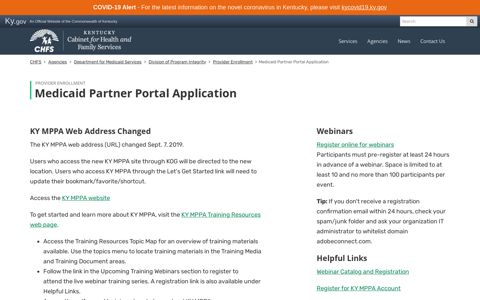 Medicaid Partner Portal Application - Cabinet for Health and ...