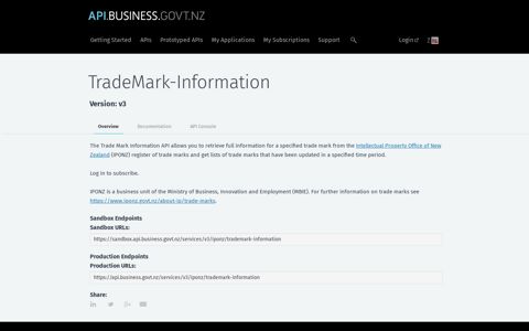TradeMark-Information - API Store