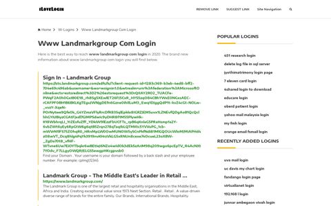 Www Landmarkgroup Com Login ❤️ One Click Access