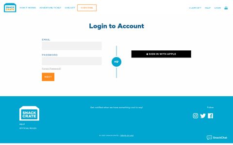 Login to Account - SnackCrate