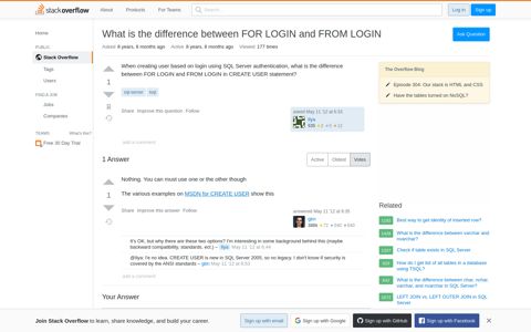 What is the difference between FOR LOGIN and FROM LOGIN ...