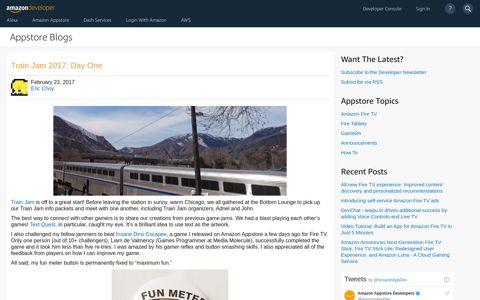 Train Jam 2017: Day One : Appstore Blogs - Amazon Developer