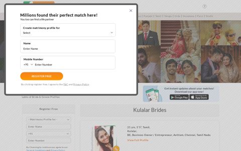 Kulalar Matrimony - Find lakhs of Kulalar Brides / Grooms ...