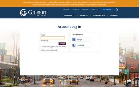 Account Log In | Town of Gilbert, Arizona