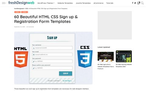 60 Beautiful HTML CSS Sign up & Registration Form Templates