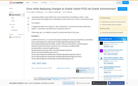 Error while deploying changes to Oracle Xstore POS via ...