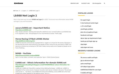 Lk988 Net Login 2 ❤️ One Click Access - iLoveLogin
