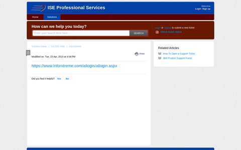 Link to Infor Xtreme Portal Login : ISE Professional Services