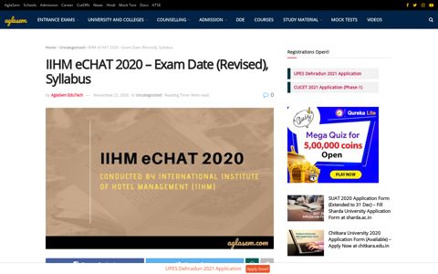 IIHM eCHAT 2020 - Exam Date (Revised), Syllabus - AglaSem ...