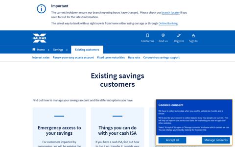 Halifax UK | Existing customers | Savings