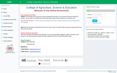 iSIMS - College of Agriculture, Science & Education