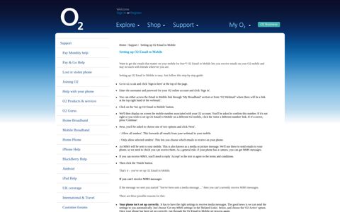 Setting up O2 Email to Mobile - Support - O2