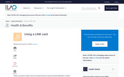 Using a LINK card | Illinois Legal Aid Online