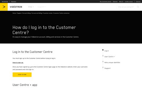 How to log in to the Customer Centre? | Videotron