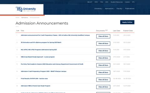 Announcements - Admissions - Sukkur IBA University
