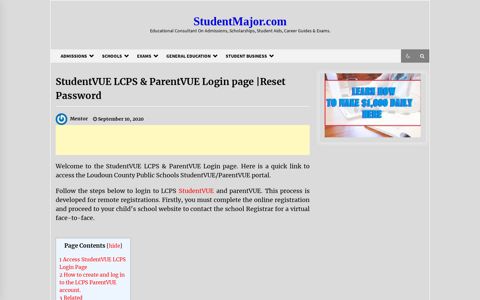 StudentVUE LCPS & ParentVUE Login page |Reset Password