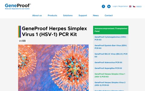 GeneProof Herpes Simplex Virus 1 (HSV-1) PCR testing