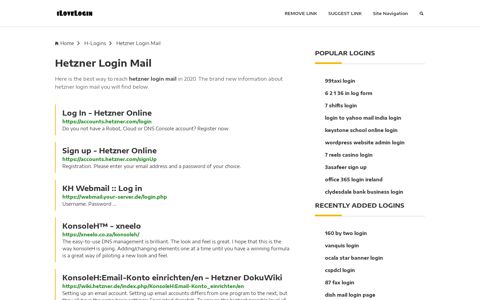 Hetzner Login Mail ❤️ One Click Access - iLoveLogin