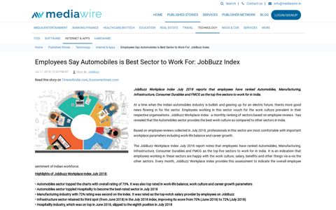 Employees Say Auto is Best Sector to Work For Published ...