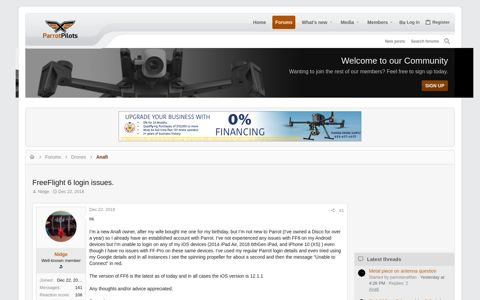 FreeFlight 6 login issues. | Parrot Pilots Drone Forum