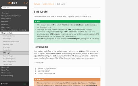 SMS Login — IACBOX 19.0 documentation