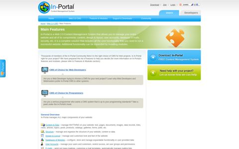 Main Features - In-Portal Web 2.0 Content Management ...