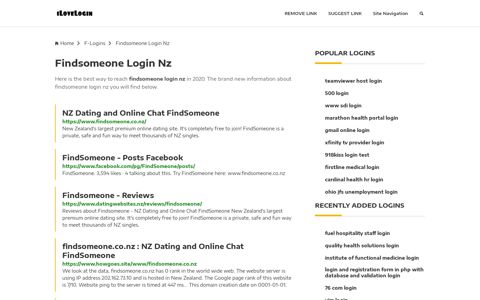 Findsomeone Login Nz ❤️ One Click Access