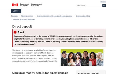 Direct deposit – Receiver General for Canada - PSPC ...