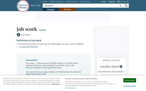 Job Work | Definition of Job Work by Merriam-Webster