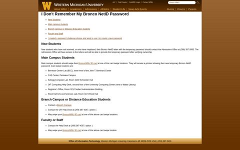 I Don't Remember My Password - Western Michigan University