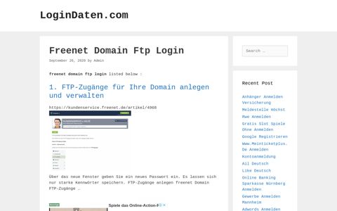 Freenet Domain Ftp Login - LoginDaten.com