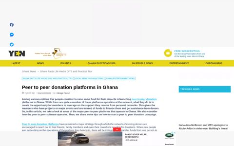 Peer to peer donation platforms in Ghana ▷ YEN.COM.GH