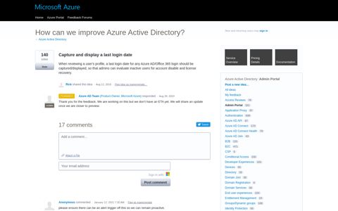 Capture and display a last login date - Azure Feedback