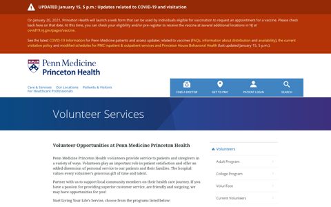 Volunteers - Penn Medicine Princeton Health