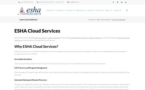 ESHA Cloud Services | Nutrition Analysis Software | ESHA ...
