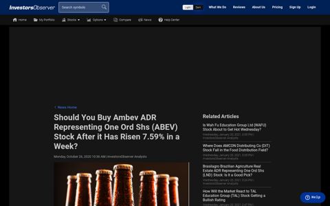 Should You Buy Ambev ADR Representing One Ord Shs ...