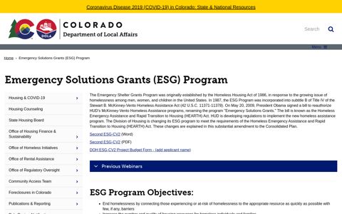 Emergency Solutions Grants (ESG) Program | Department of ...
