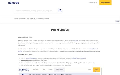 Parent Sign Up – Edmodo Help Center