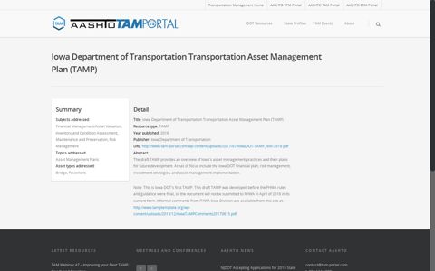 Iowa Department of Transportation Transportation Asset ...