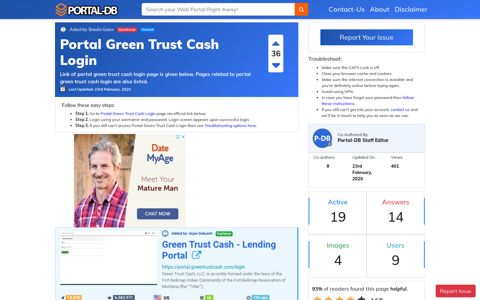 Portal Green Trust Cash Login