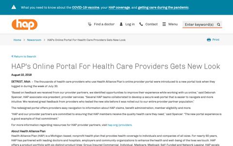 HAP's Online Portal For Health Care Providers Gets New Look ...