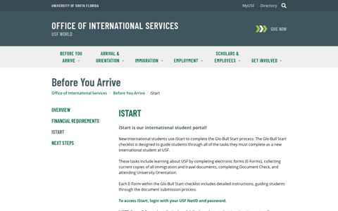 International Services | iStart - University of South Florida