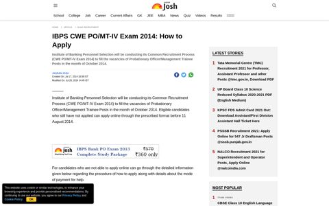IBPS CWE PO/MT-IV Exam 2014: How to Apply - Jagran Josh