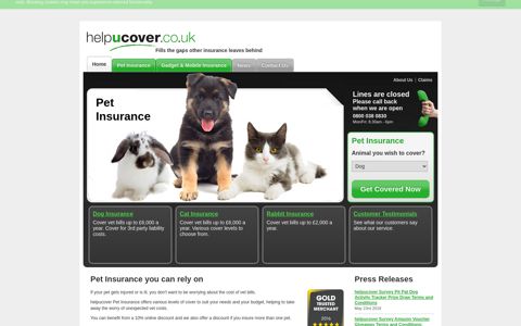 helpucover | Lifetime Pet Insurance For Your Dog, Cat or Rabbit